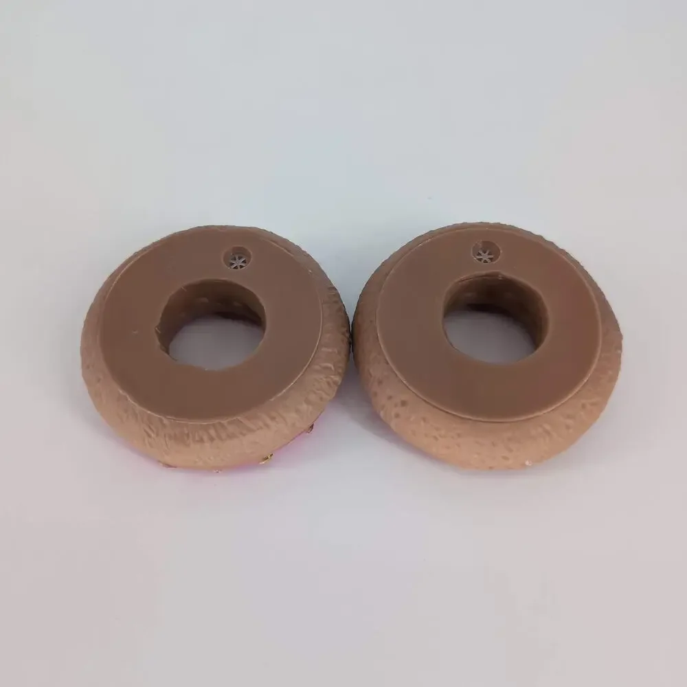 Two Pink Sprinkled Donuts Puppy Dog Toys - One Squeaks One Doesnt - GUC